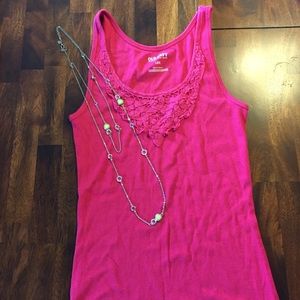 Bright pink ribbed tank