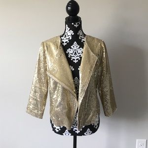 NWT Express gold sequin moto style jacket