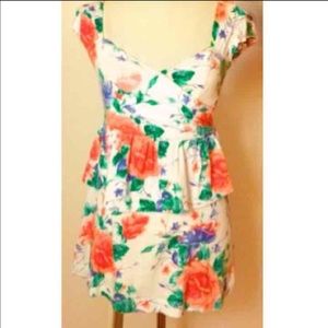 Silence + Noise Floral Wrap Peplum Dress