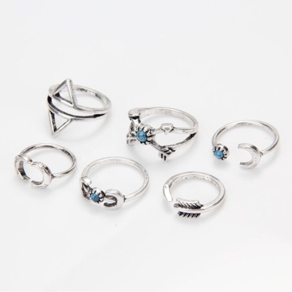 Set of 6 sexy chic vintage ring turquoise - Picture 3 of 4