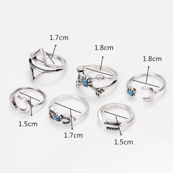 Set of 6 sexy chic vintage ring turquoise - Picture 4 of 4