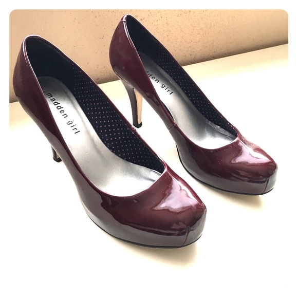 Madden Girl burgundy patent heels size 7