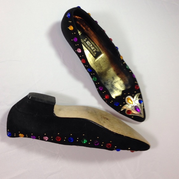 Vintage black suede flats