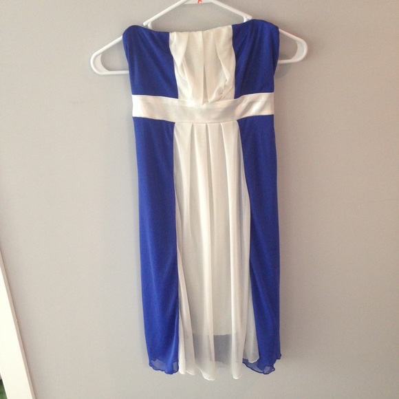 🎉BOGO FREE! Royal blue and white strapless dress