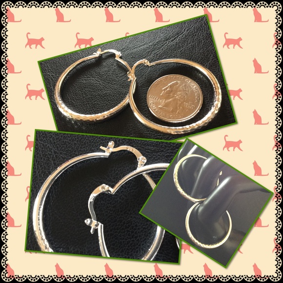 925 Sterling silver textured round earrings - Picture 2 of 3