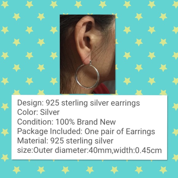 925 Sterling silver textured round earrings - Picture 3 of 3