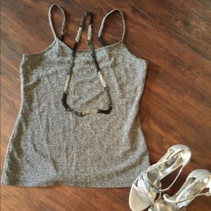 Express metallic silver tank top