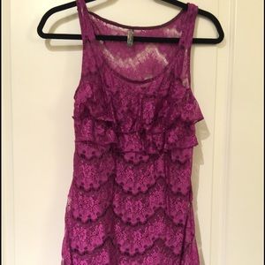 Free People Lace Dress - magenta size 0