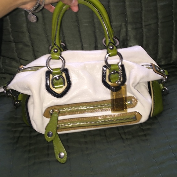 Coach green and cream satchel