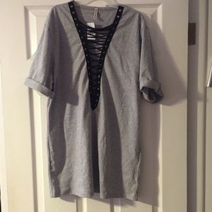 LF Grey Lace Up T-shirt