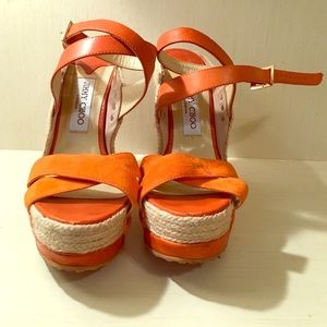 Jimmy Choo orange wedges