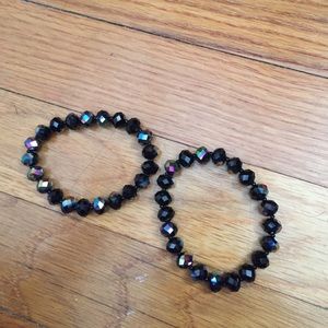 Black iridescent beaded bracelet