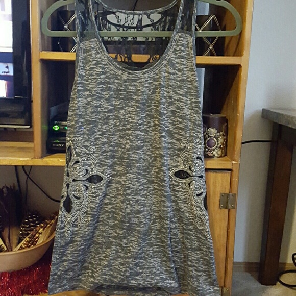 Gray studded MISS ME  tank top