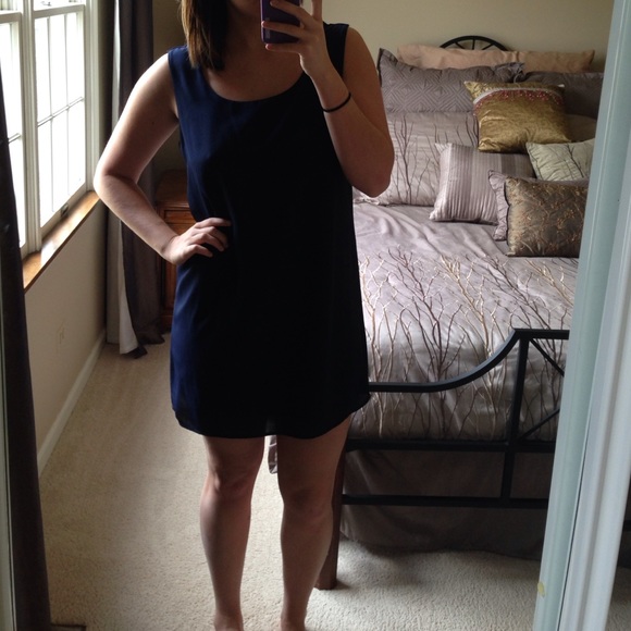 Navy dress with back detailing