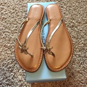 Antonio Melani Sand Gold Starfish Sandals, NIB