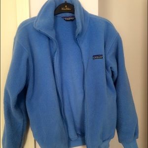 {patagonia blue fleece jacket}