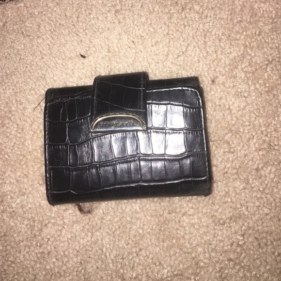 Black faux reptile skin wallet