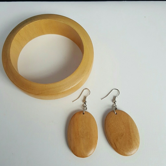 Wood Bracelet and Earrings