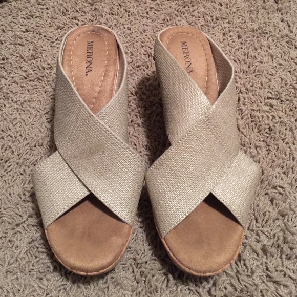 Merona Gold Cork Wedges 7.5