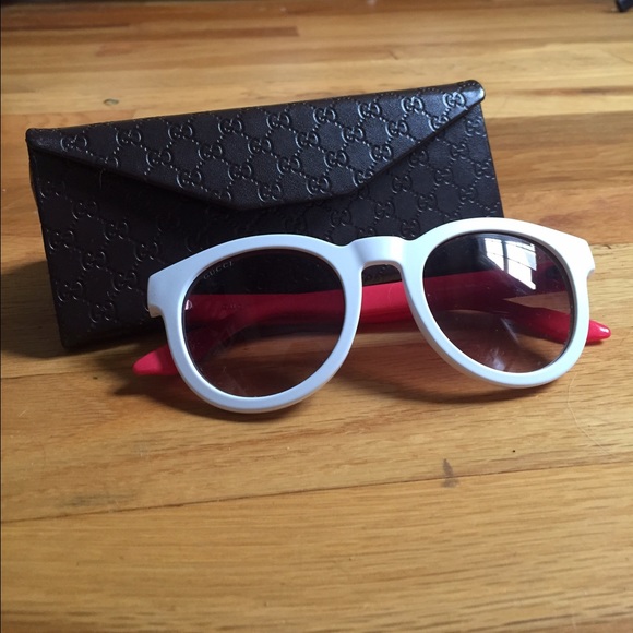 Authentic Red and White Gucci Sunglasses