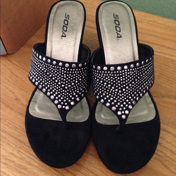 End of Summer Sale! Black Suede Wedge Sandals