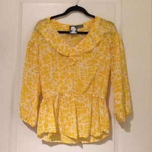 Anthropology silk blouse - charming yellow