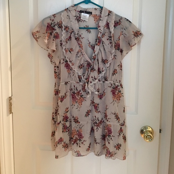 Sheer floral blouse