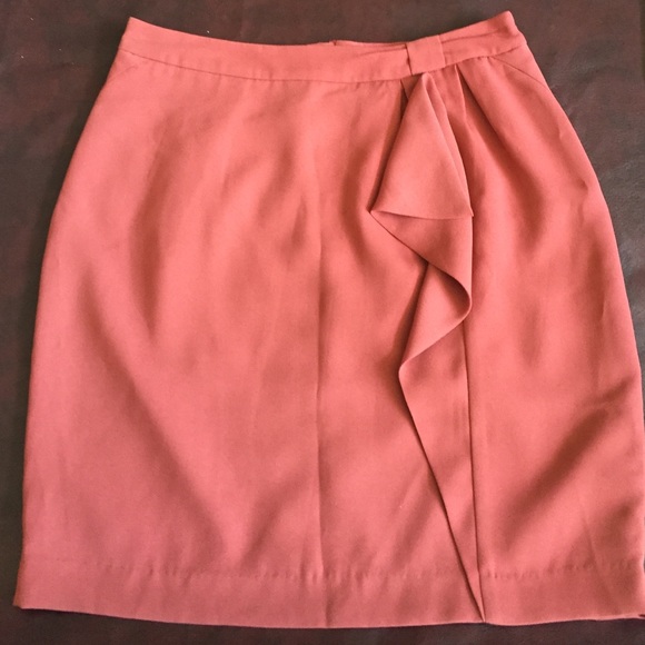 H&M Rosewood Side Ruffle Skirt TerraCotta Pencil Skirt NWT