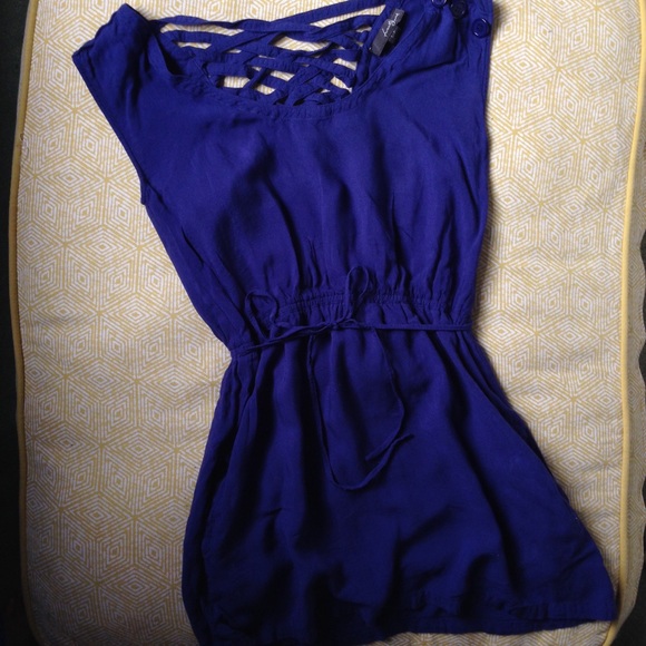 Blue dress with criss cross back - Picture 1 of 3