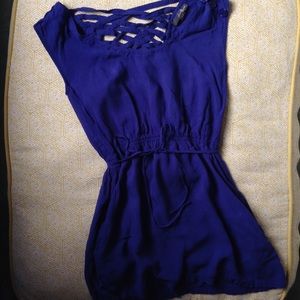 Blue dress with criss cross back