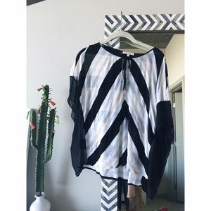Ella Moss Black and White Striped Top