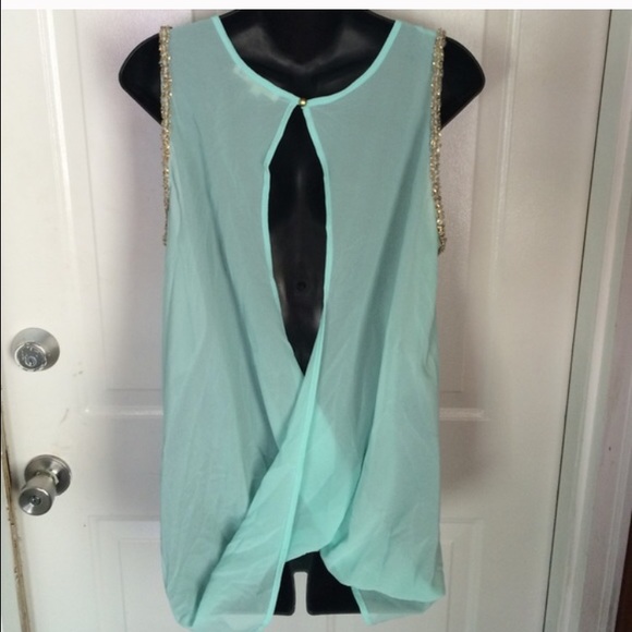 Mint split sheer top - Picture 3 of 3