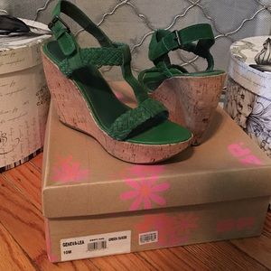 Green wedge sandals