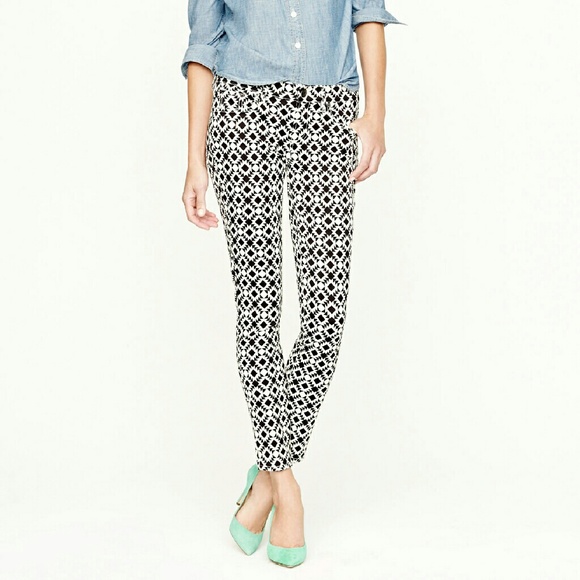 Navy and white geometric print jeans