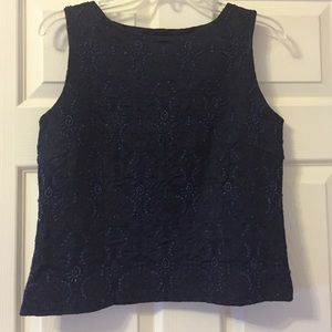 SALE - Talbots Navy Blue Beaded Shell