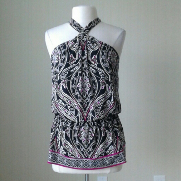 White House Black Market Tops - Printed paisley halter blouson tunic top SOLD!!