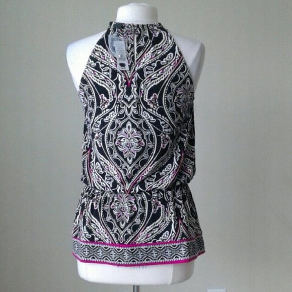 Printed paisley halter blouson tunic top SOLD!! - Picture 2 of 2