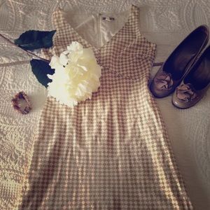 J Crew dress white and beige check