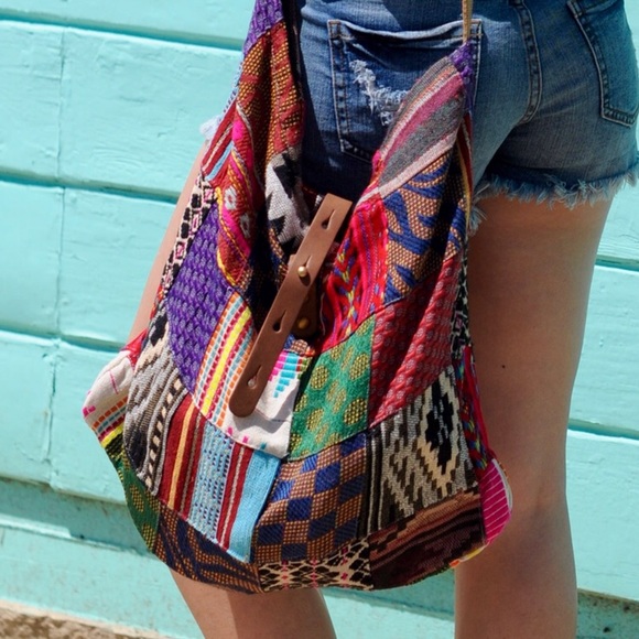 SOLD OUT! Colorful Crossbody Bag with Leather - Picture 2 of 3