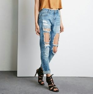 Forever 21 Damaged Denim Jeans