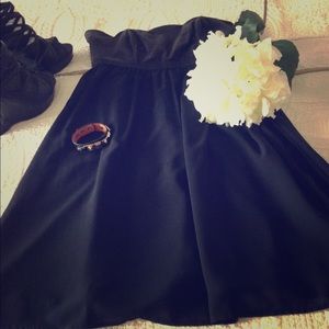 Strapless little black dress.