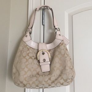 Light Pink Detailed Coach Medium Purse