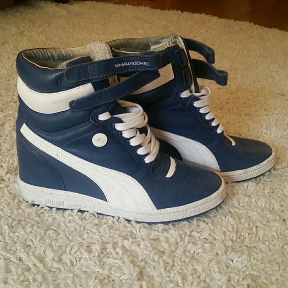 puma high top wedge sneakers