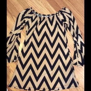 Boutique Black and Tan chevron dress