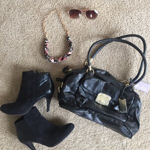 NWT Marc Fisher Black Leather Shoulder Bag