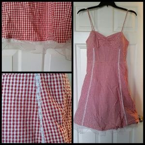 Red/white Gingham spaghetti strap dress