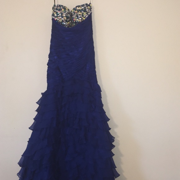 Royal Blue Rhinestone Mermaid prom dress - Picture 1 of 4