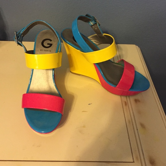 Never-worn, multicolored, Guess wedges