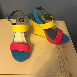 Never-worn, multicolored, Guess wedges