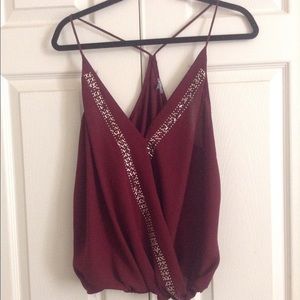 Burgandy top with beading